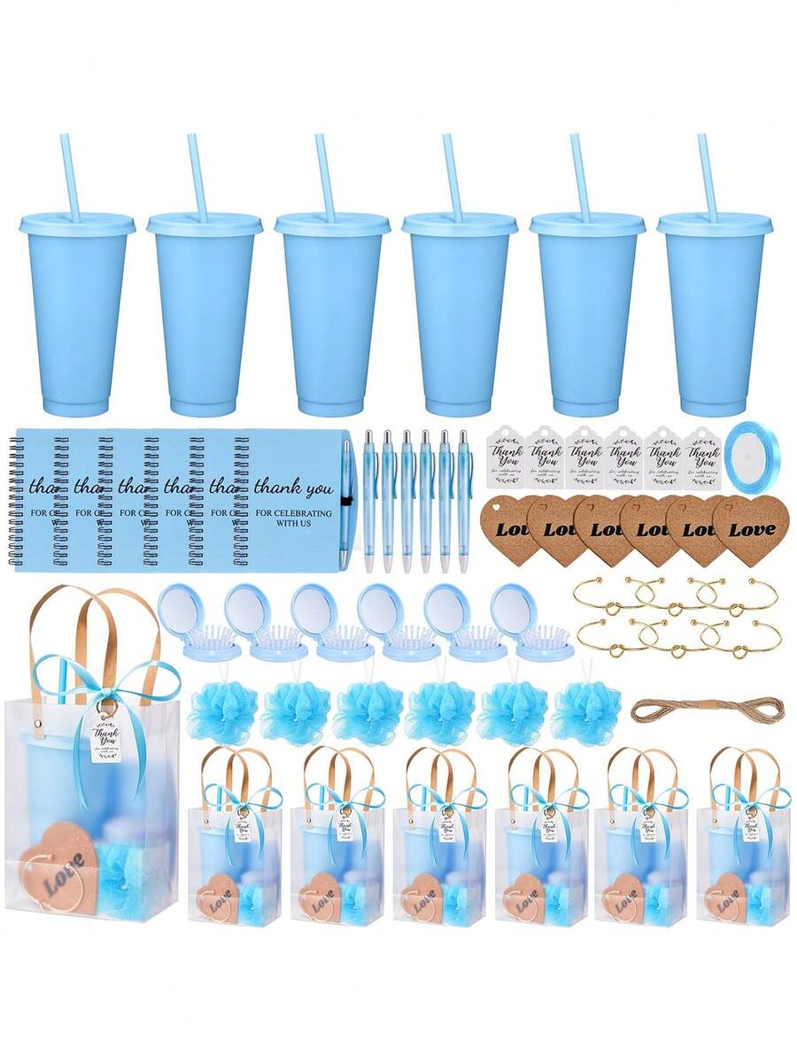6 Sets Prizes For Player Winners Adults Include Plastic Tumbler Notebook Scented Candles Ballpoint Pen Gift Bag Player Winner Gifts Bridal Game Gifts,Blue - Màu xanh lam - Xem 1