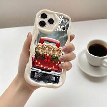 1PC Phone Case ,  Christmas Truck Puppies Snow Red , Stylish Phone Case, Phone Decoration, All-around Lens Protection, Creative Small Gift, Funny Gift for Boys and Girls