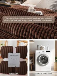 1件毯子,床上用品,舒适保暖,亲肤透气,轻盈柔软,巧克力棕色,简约时尚设计,适用于沙发、卧室、客厅,全方位舒适,旅行必备,午睡毯,多种尺寸可选,可机洗,房间装饰,冬季装饰 - 巧克力棕 - 查看 6