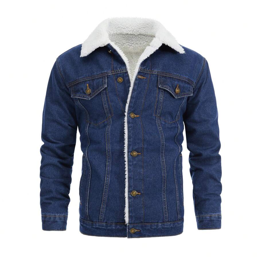ESDVQ 秋冬新款加厚保暖浅色水洗牛仔外套