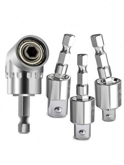 4 Pcs 360° Rotatable Hex Shank Impact Driver Socket Adapter, Hex Shank Impact Driver Socket Adapter 1/4" 3/8" 1/2"