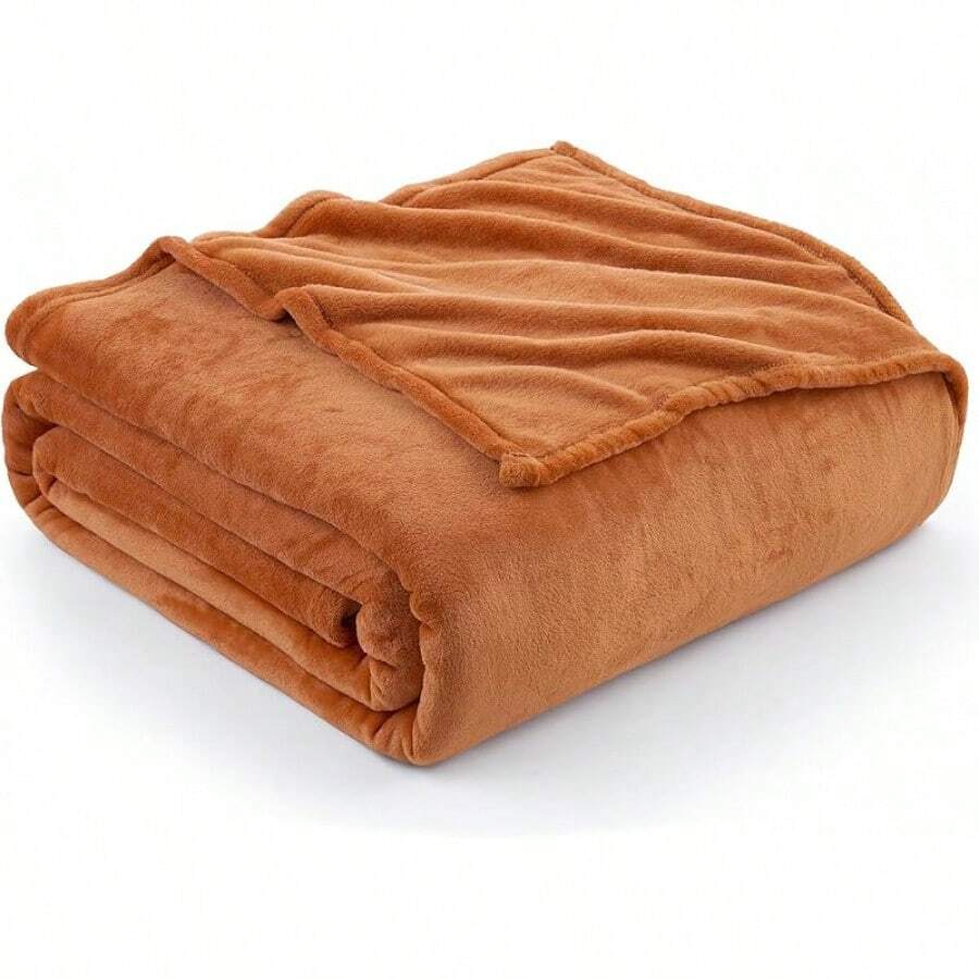 Sofa Blanket Living Room Cover SetFleece Blanket Twin Size, Soft Cozy Twin Blanket, Fuzzy Flannel Blanket Bed, Sofa, Couch, Travel, Camping, 60 X 80 Inches - Pumpkin Orange - 查看 1