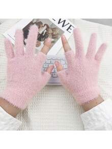 1 par de guantes tejidos cómodos y cálidos, guantes sin dedos unisex para otoño/invierno - Guantes de mezcla de lana compatibles con pantalla táctil, suaves y transpirables - Lavables a máquina, adecuados para hombres y mujeres - Multicolor - Ver 3