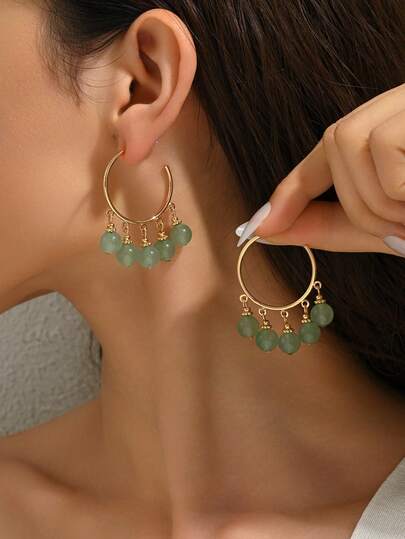 1 对奢华玻璃吊坠耳环，时尚百搭，适合日常、派对和聚会佩戴，女士，秋冬季