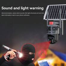 Telecamera di sorveglianza esterna a energia solare a 360° con triplo obiettivo, audio bidirezionale, grado di protezione IP65 (impermeabile), ideale per il monitoraggio di proprietà, laghetti, case e grandi tenute. - nero - Visualizzare 5