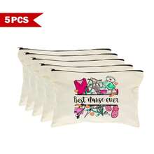 1 Peça / 5 Peças / 10 Peças Bolsa de Lona com Tema de Enfermeira, Bolsa com Zíper, Bolsa de Kit de Sobrevivência, Bolsa Medicinal, Impressão de Padrão de Letra/Flor/Onça/Coração/Arco-íris, Bolsa Divertida para Maquiagem, Bolsa de Toucador Portátil para Viagem, Organizador de Maquiagem, Bolsa Cosmética, Bolsa de Higiene, Coleção de Banheiro, Coleção de Quarto, Grande Capacidade