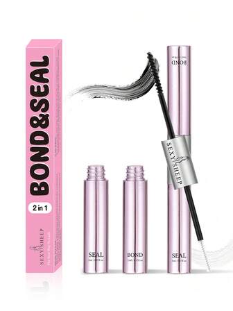 SEXYSHEEP 睫毛粘合剂及封层液 10ml 睫毛粘合剂及封层液，化妆工具，适用于假睫毛，持久一整天佩戴，二合一睫毛粘合剂及封层液，适合在家DIY假睫毛