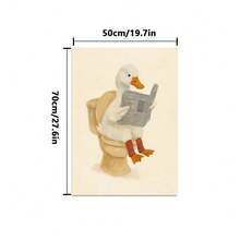 1 件有趣的鸭子浴室帆布墙画，马桶上异想天开的动物阅读印刷品，适合儿童托儿所或农舍浴室装饰，可爱的农场动物墙壁海报，适用于厕所、游戏室或婴儿房、房间装饰，幽默的农舍家居装饰，动物浴室艺术品礼物 - 彩色 - 查看 5