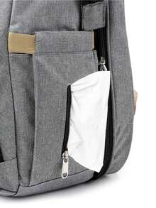 mochila con cambiador de pañales para bebé, mochila multifuncional de gran capacidad, mochila de viaje con estación de cambio plegable - Gris Claro - Ver 8