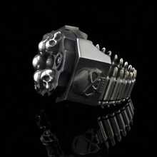 Dark Style Multi-Skull Mechanical Ring - Niche Design Sense Heavy Metal  Men's Ring, Personality Punk Style Domineering Hand Accessory - Silver - View 6