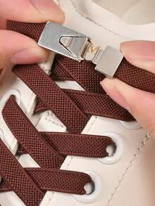 1 Pair Elastic No-Tie Shoelaces With Switch Buckle, Brown Slouchy Laces Suitable For Sneakers, Athletic Shoes, Casual Shoes, Accessories Gift Ideas - Black - View 7