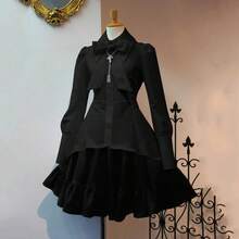 Cool Gothic Lolita Dress Women Halloween Masquerade Party Dress Gothic Punk Dress Classic Renaissance Victorian Dress - A01_黑色 - 查看 2