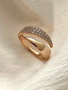 Gift Box Minimalist Cubic Zirconia Geometric Open Ring, Suitable For Women's Engagement, Party Wear, Valentine's Day Gift