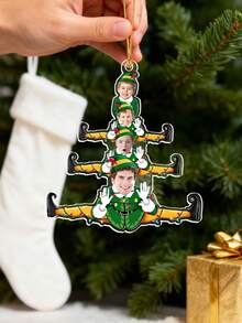 Customized 2025 Christmas Family Acrylic Photo Ornament, Customize Photo,Funny Green Family Christmas Tree Photo Ornament,1st Christmas Together, Family Ornament, Custom Family Photo Tree Ornament