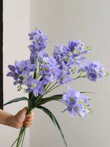 1 Stück künstliche Seiden-Orchideenblumen, Fake Dendrobium-Blumen, künstliche Freesien-Blumen, Fake Orchideen mit langem Stiel aus Kunststoff für DIY Blumensträuße, Blumenarrangements, Heimdekoration, Partydekoration, Wand, Wohnzimmer, Schlafzimmer, Hochzeit, Schreibtisch-Deko. Zuhause, Schreibtisch-Dekoration, Küche, Tisch, Tischmitte, Büro, Garten, Außenbereich, Haus, Terrasse-Dekoration, Frühling, Sommer, Dekoration