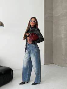 SQUALO Jeans de mujer con efecto lavado en azul, desgarrados y con efecto desgastado, estilo urbano