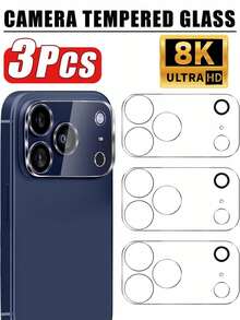 3pcs Full Coverage Camera Lens Protector Film, Compatible With 17/14/15/13/16 Pro Max Plus/17/Air, Accessory Rear Cover Lens Glass, Suitable For Daily, Office, Home Use, Waterproof, Shockproof, Anti-Fall, Anti-Scratch. - Clear - View 18