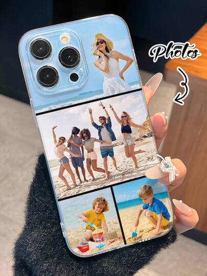 1 Peça Personalizada com Nome/Texto, Capa de Telefone Transparente Absorvente de Choque e Macia com Lente de Grande Abertura, Compatível com iPhone 17 Air 16 15 14 13 12 11 Pro Max, Galaxy S25 24 23 Ultra FE A55 54 35