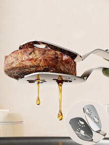 1pc Minimalist Cute Cream Bear Shaped Stainless Steel Fish Clip, Dual-Use As Clamp And Spatula, Portable Kitchen Utensil