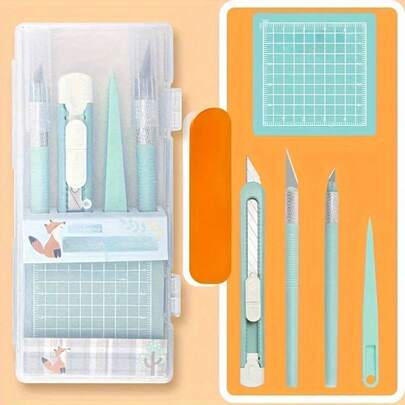 Juego de herramientas profesionales para scrapbooking - cuchillos de tallado, tapetes antideslizantes, pinzas de precisión y bolígrafos para manualidades en papel detalladas 5 piezas/juego