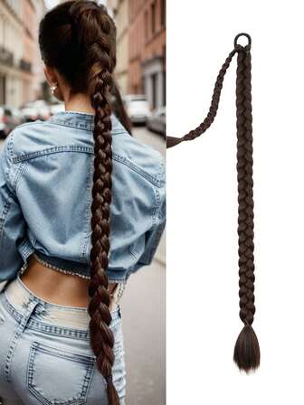 1 szt. 16/26/30/34 cali Różne rozmiary kucyków DIY z gumką do włosów w różnych kolorach: czarny, różowy, lniany, brązowy, bordowy, kawowy, brązowy, khaki, wielbłądzi i czerwony Proste i uniwersalne, przyjazne dla początkujących, odpowiednie dla kobiet, miękkie syntetyczne przedłużenia, modna syntetyczna, tkana peruka, odpowiednia na różne okazje, takie jak codzienne noszenie, spotkania, święta i obchody Nowego Roku