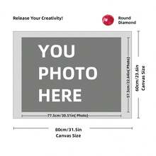 Kit di pittura a diamante personalizzata su misura per adulti, fai da te 5D, arte con punti a forma rotonda/quadrata, con foto, testo e disegno personalizzato, in varie dimensioni (20x25cm), decorazione personalizzata per la casa (Punti rotondi, 30x40cm), kit per adulti, decorazione con pittura a diamanti 5D