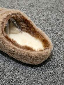 Women's Thick-Soled Solid Color Fur Slippers, Warm And Anti-Skid Indoor Slippers, Fashionable Women's Home Slippers, Suitable Autumn And Winter Wear. - Coffee - View 7