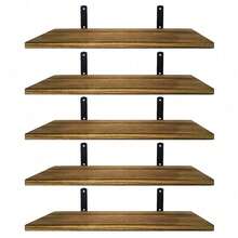 5Piece Rustic Shelves Floating Shelves Wall Mounted Storage Wooden Display Shelf - Default - View 6