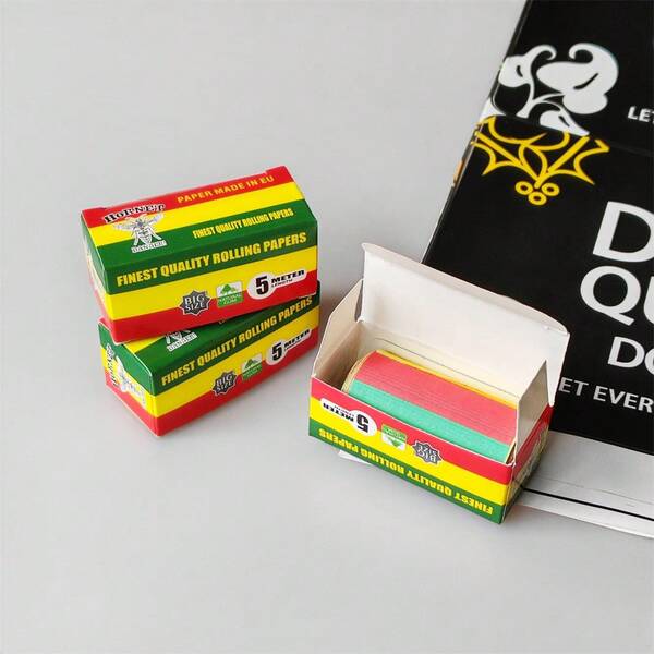 1/3 paquet, nouveau papier à rouler à rayures 3 couleurs à longueur autorégulée, largeur 44 mm, 5 m/rouleau, accessoires pour fumeurs, excellent cadeau pour les fumeurs