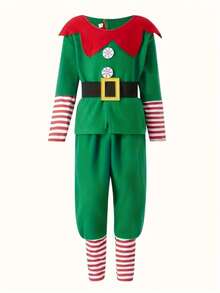 4 piezas Disfraz de Elfo Navideño, Adecuado para el Ayudante de Santa o Atuendo Festivo, Conjunto de Fiesta Navideña Unisex, Decoración Navideña