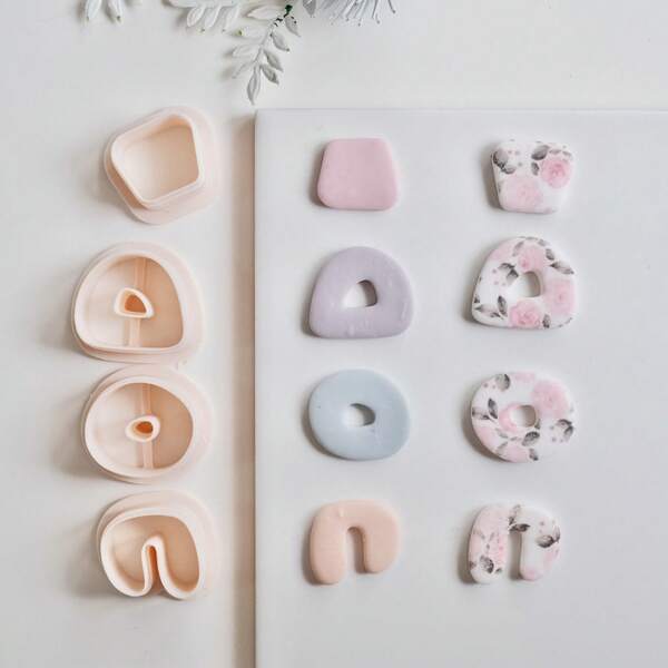 Irregular Geometric Donut Shape Polymer Clay Earring Cutters Minimalist Abstract Dangle Clay Cutting Moulds DIY Clay Pendant Necklace Jewelry Making Tools Sharp Edged 3D Printed Boho Clay Supplies