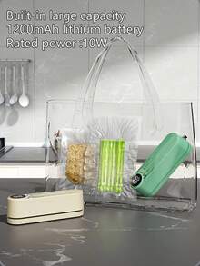 1pc Portable Vacuum Sealer Machine, USB Rechargeable Food Vacuum Sealer With LED Display, Multi-Function Food Preservation System, Includes Snack Bag Sealing, Suction And Inflation, ABS Material, No Assembly Required, 1200mAh Battery Powered, Ideal Mother's Day/Valentine's Day Gift