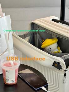 20 Inch Hard Shell Travel Suitcase Deformation Resistant Silent 4 Wheels Portable Luggage For Short Business Leisure Trip. - White - View 4