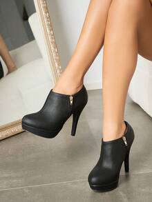 Versatile Suede Ankle Boots For Women, Chunky Heel High Heels, Suitable For Commuting, Party, Date, Autumn/Winter