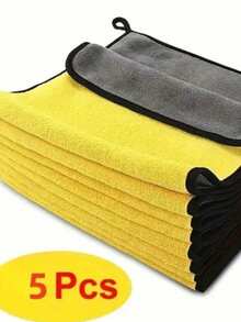 2/5 Paquet de lingettes de nettoyage pour voiture en microfibre et polaire de corail - Ultra-douces, séchage rapide, réutilisables, conviennent pour le détail automobile, l'entretien marin, les plans de travail de cuisine, les surfaces de salle de bain, les soins des animaux de compagnie et le nettoyage des fenêtres | Chiffon de nettoyage polyvalent - Multicolore - Voir 10