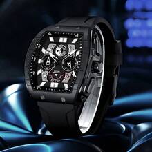 BIDEN 1件装时尚多功能男士计时腕表，防水，日期显示，夜光，男士运动腕表 - 黑色 - 查看 10