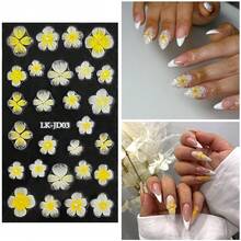 Nail Art Stickers Decals 5D Embossed Flower Nail Decals Self Adhesive Spring Summer Plumeria Nails Supplies 3D Design For Women Nails Decoration Yellow Black Flower Stickers{Inchcolor_nameinch:InchColorful-17inch} - 彩色-17 - 查看 5