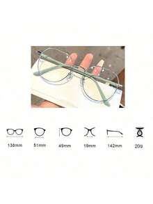 1副女士高颜值学生款圆形纯色平光眼镜。简约百搭，透明镜片适合阅读和电脑观看。 - 彩色 - 查看 5
