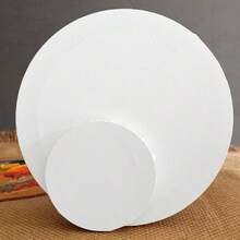 1pc/5pcs Framed Round Blank Canvas for Painting, Premium MDF & 100%Cotton Stretched Canvas for Painting, Drawing, & DIY Crafts, Assorted Sizes 15cm to 60cm, Perfect for Acrylic Pouring and Oil Painting, Ideal for Artists, Students, & Hobbyists - Blanco - Ver 2