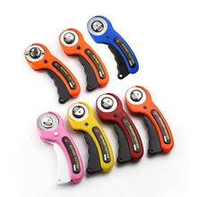 1/5pcs 45mm Patchwork Rotary Cutter Fabric Leather Paper Textile Craft Rotary Blade With Rubber Ring Handle - Multicolor - View 1