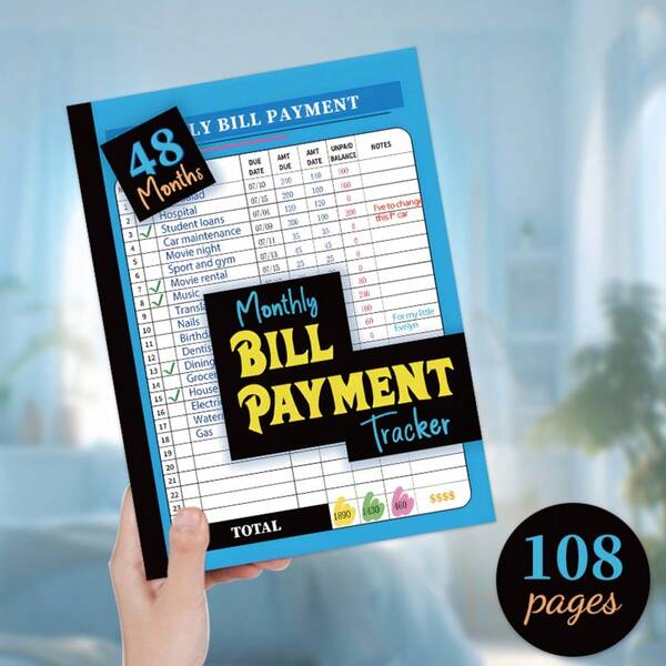 1pc Monthly Budget Planner, 48-Month Financial Organizer: Monthly Household Expense Tracker And Financial Planning Organizer, 4-Year Household Budget Management Guide, Paper Material