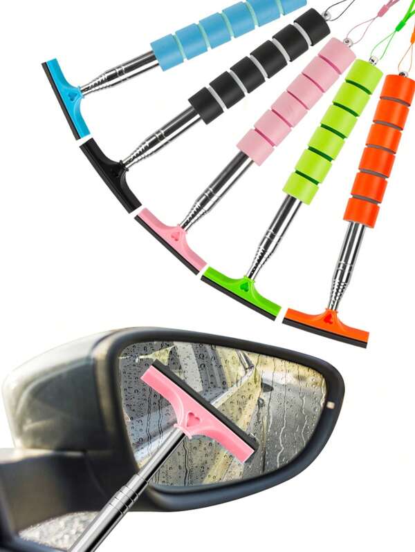 1个不锈钢可伸缩汽车后视镜雨刮片，汽车车窗玻璃刮刀，除雾清洁工具