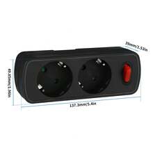 CILIA 1/2 Packs European Standard 2 Socket, With Switch, Overload Protection, Portable, Black And White, Suitable For Home And Office Use - EU E Type Plug(220-240V) - View 3