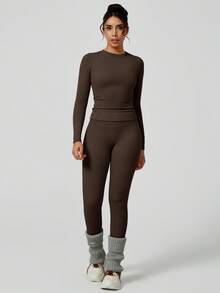 NcmRyu 1 Set Damen Einfarbiges Lässiges Sportset