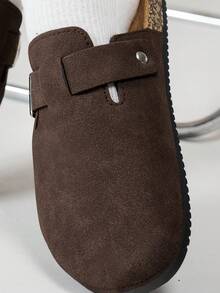 Casual Solid Color Mule Slippers, Comfortable Non-Slip Soft Sole, Round Toe Design, Comfortable Fabric Upper, PVC Sole, Slip-On Closure, Suitable For Outdoor Activities For Girls In All Seasons, Available In Autumn/Winter Thermal Lined And All-Season Non-Lined Versions - Coffee Brown - View 7
