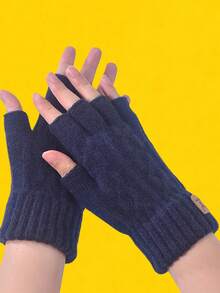4/1 Pair Of Half-Finger Sports Gloves, Cute Fingerless Wool Plush Warm Writing Gloves For Boys And Girls In Autumn And Winter, Outdoor Warm Gloves (Suitable For 8-16 Years Old)