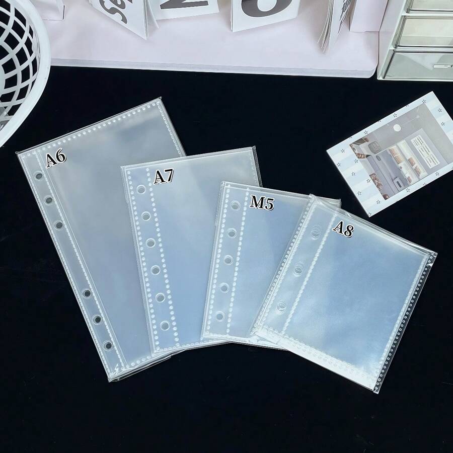 20/30/50 piezas/Bolsa Páginas de recambio transparentes A6/A7/M5/A8, hojas sueltas para libro de pegatinas, recambio de páginas interiores para planificador de pegatinas, material de alta transparencia de PP, adecuado para pegar pegatinas, hacer libros de pegatinas, tarjetas fotográficas, almacenamiento de planificadores de oficina - transparente - Ver 1