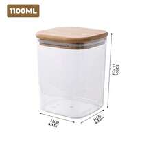 1个简约方形透明罐，配竹盖，密封食品容器，优雅轻巧，可堆叠收纳，适合厨房装饰和食品储藏室整理。 - 透明 - 查看 11