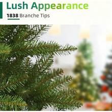6FT Unlit Tree Green, Artificial Tree With 1430 PVC Branch Tips, Realistic Full Shape, Foldable Metal Stand Indoor Home, Office & Holiday Decor, Evergreen Design - Green - View 4