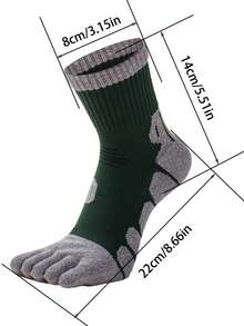 3 Pairs Men's Thick Terry Cushion Toe Socks, Professional Sports Compression Socks For Outdoor Fitness Running, Autumn/Winter Mid-Calf Cotton Socks - Multicolor - View 6